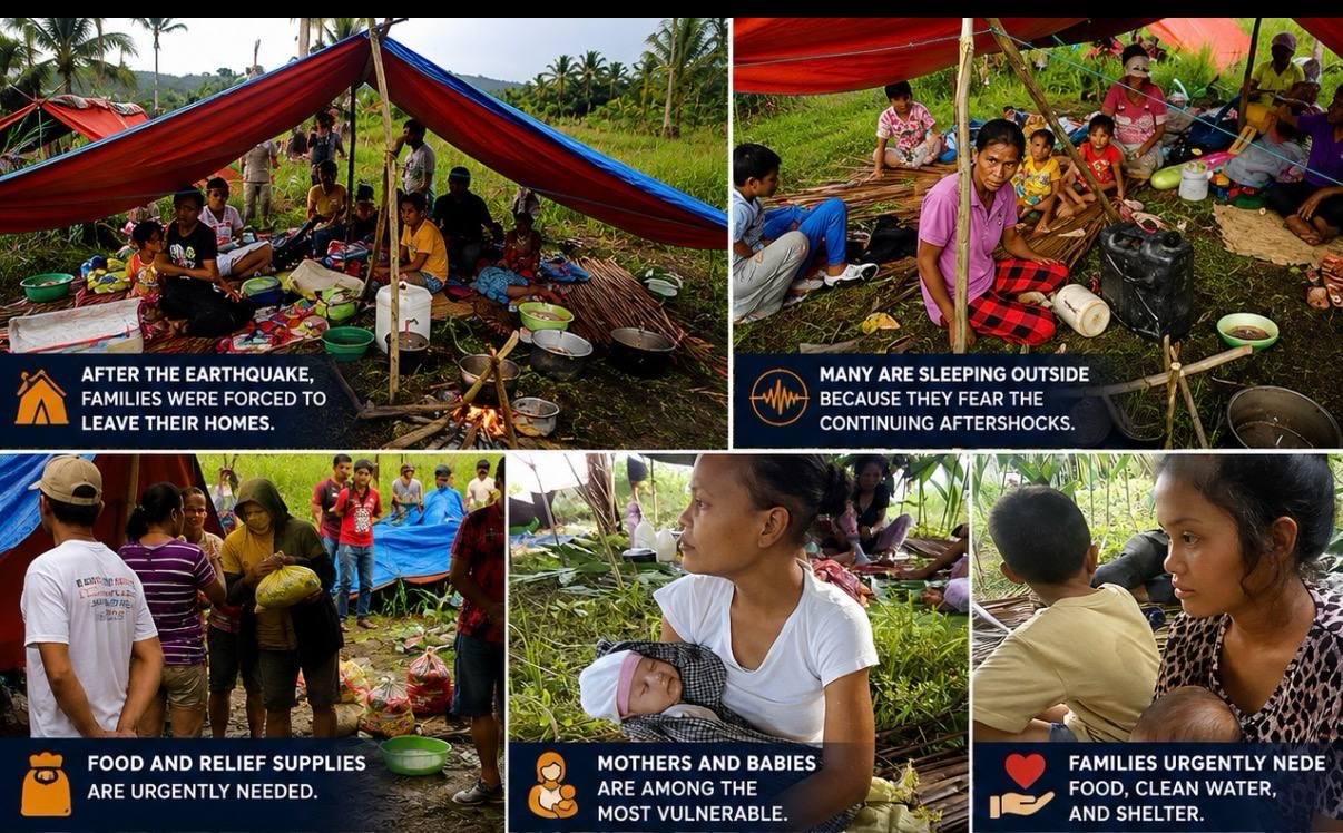 Photo collage from earthquake relief efforts in General Santos City and Sarangani Province, Philippines